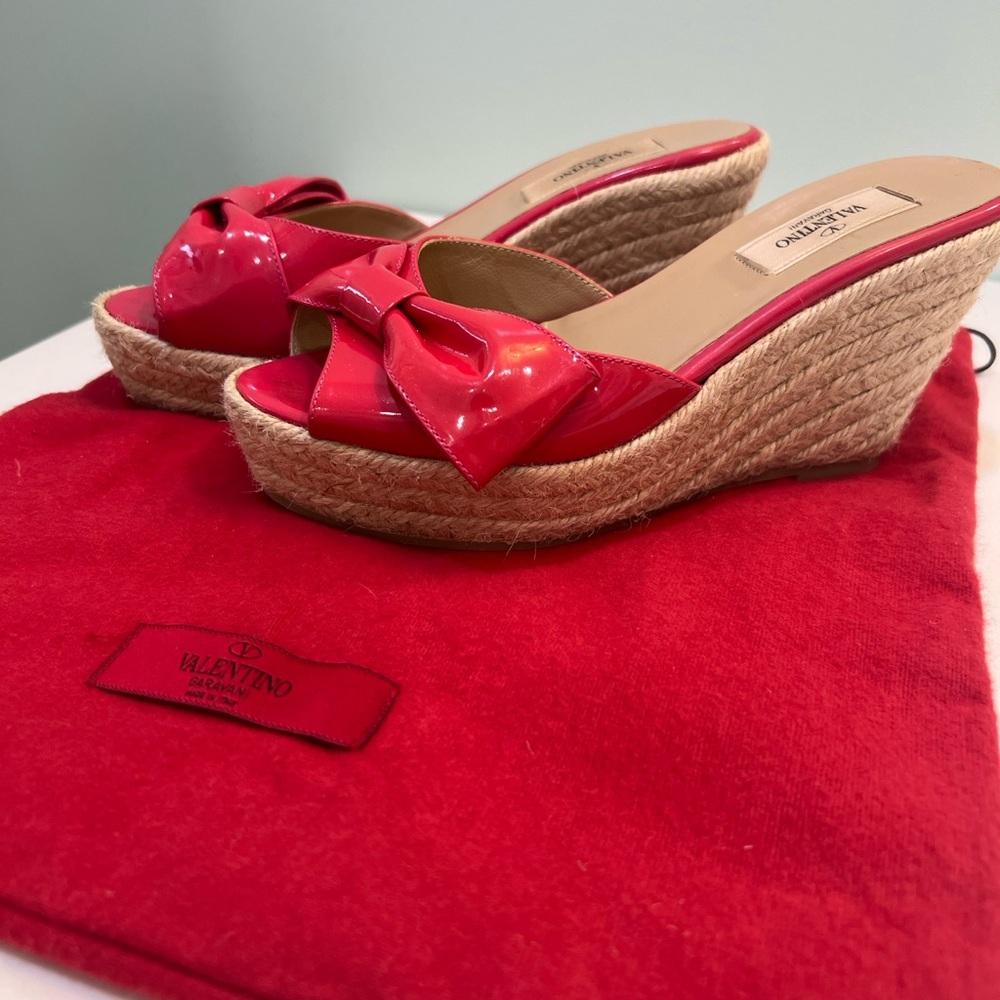 Valentino Mena Bow Fuchsia pink Wedge Sandals for Women - size 36